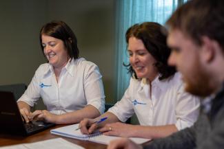 Olwen, Abigail and Daniel in Meeting