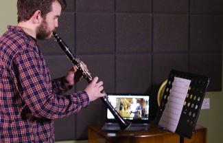 adult pupil taking an online clarinet lesson with Your Space Music Lessons