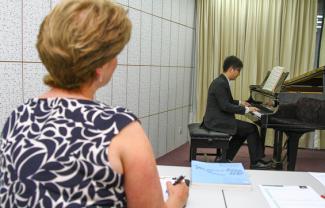 Piano pupil in a music exam
