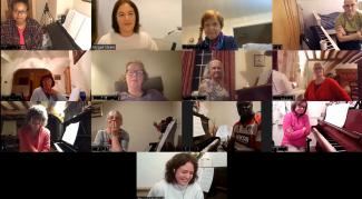 A group of adults performing in an online music concert together at Your Space Music Lessons