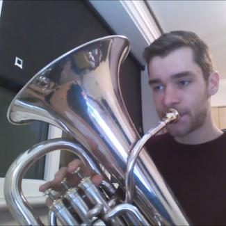 Chris Robertson demonstrating the euphonium with Your Space Music Lessons