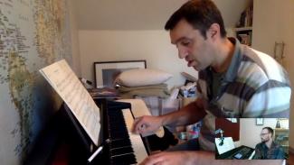 Man having an online piano lesson with Your Space Music Lessons