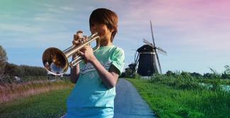 tristan playing the trumpet