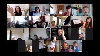 A music group meets online with Your Space Music Lessons